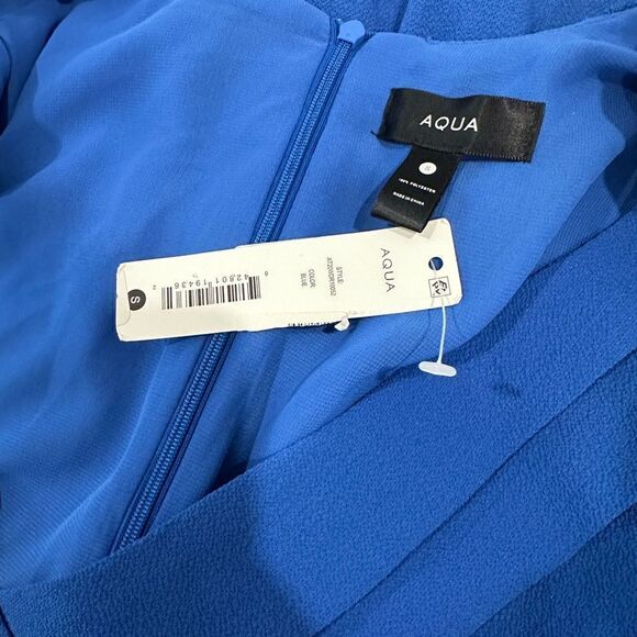 NWT Bloomingdale’s Aqua Pleaded Plunge Neckline Dress - Picture 5 of 6